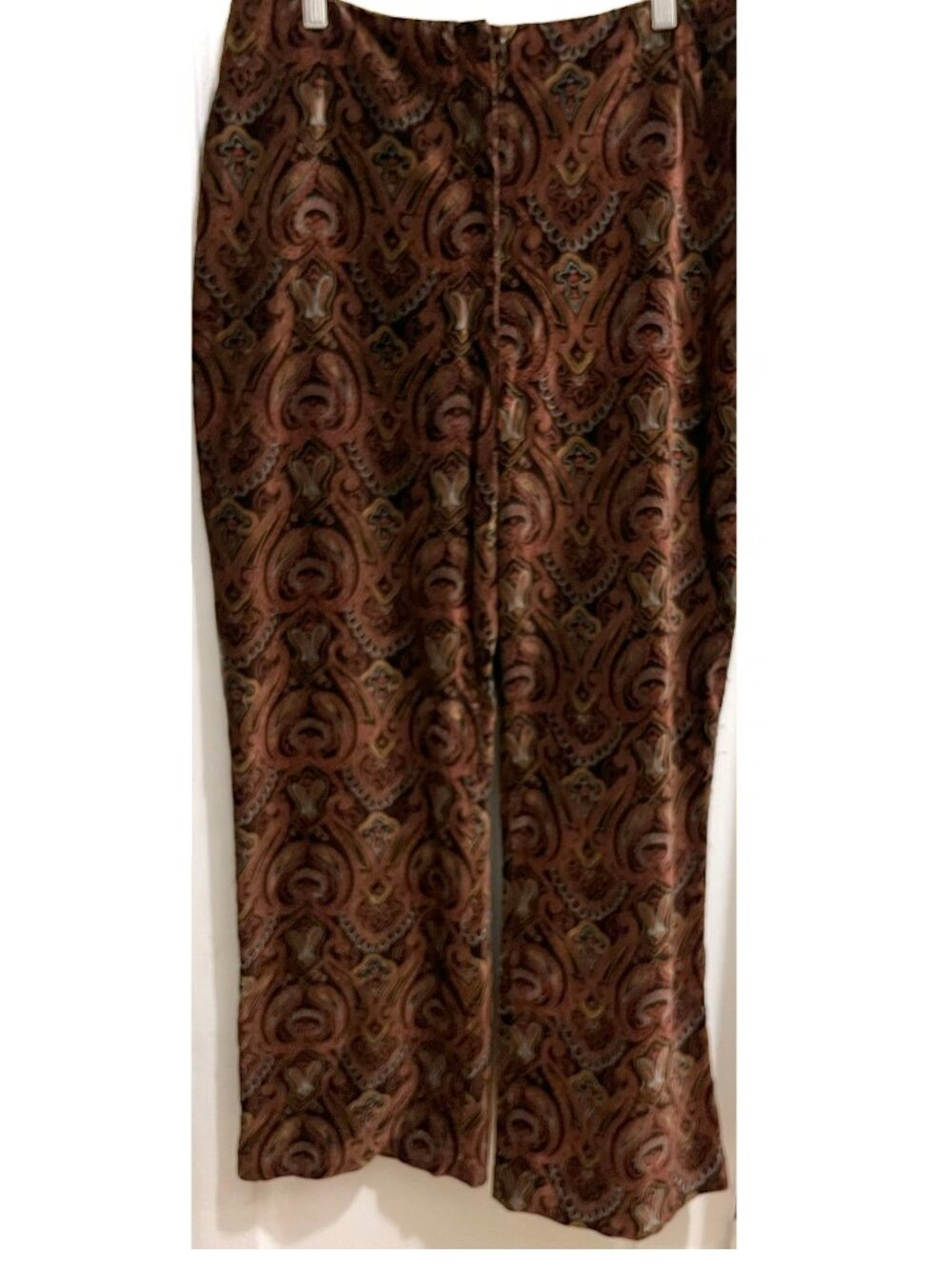 Willie Smith Brown Paisley Velvet Stretch Slacks Size 14